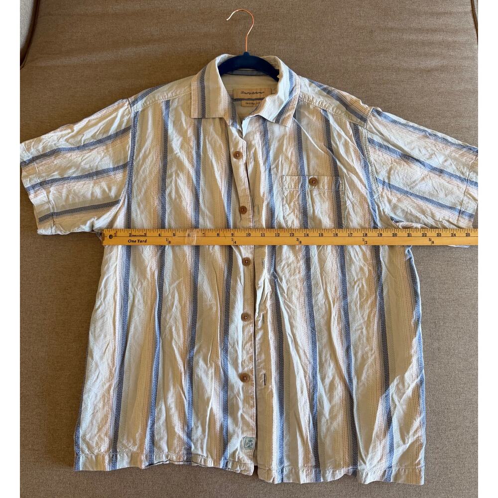 Tommy Bahama Men's XL 100% Silk Striped Shirt - Original Fit